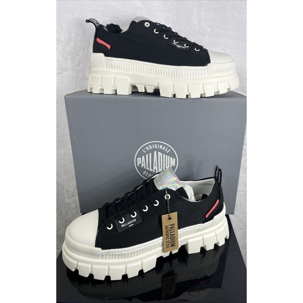 Palladium Women's Revolt Lo TX Shoe Platform Black Marshmallow Size 10 NEW